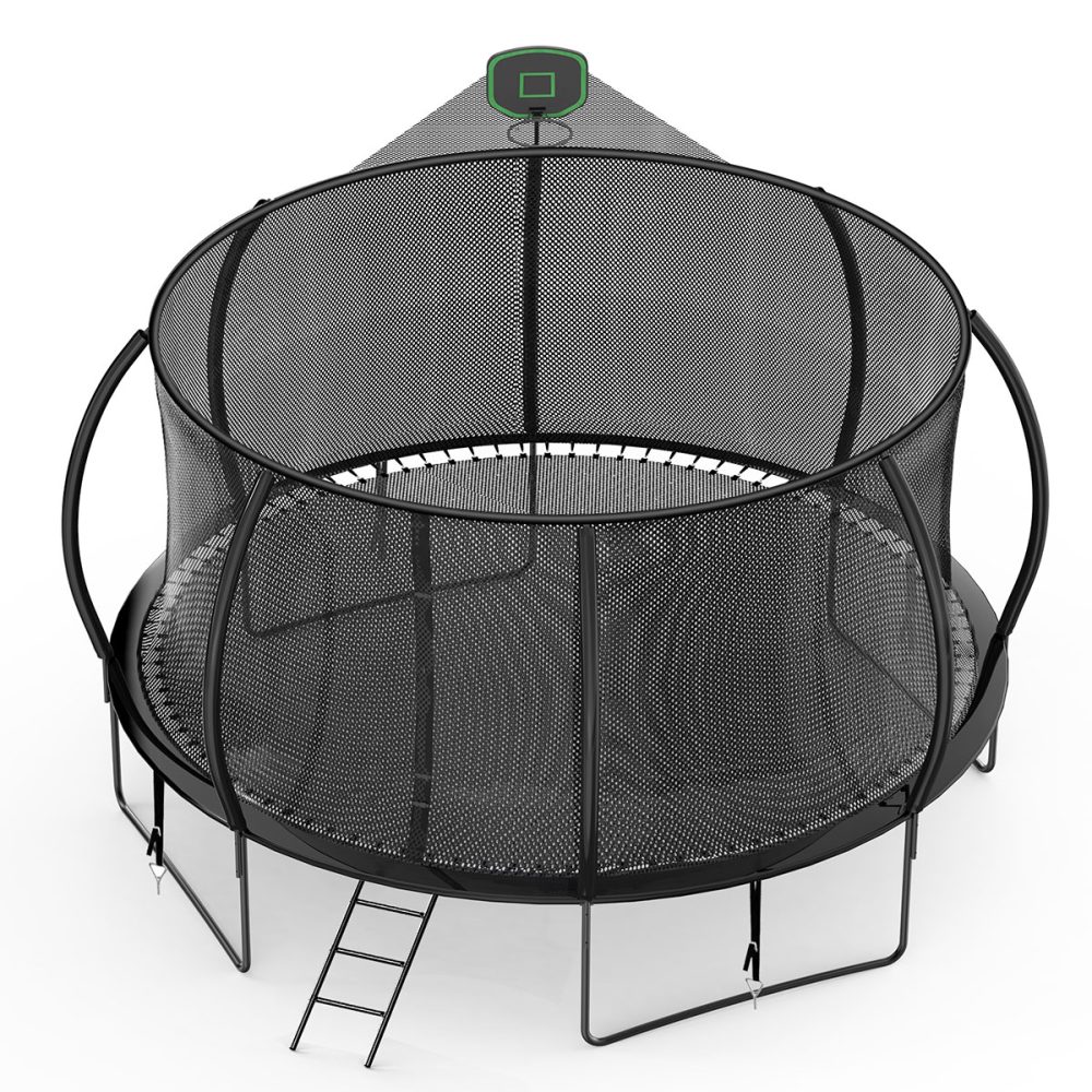 Round 12FT Kids Trampolines with Hoop & Lights - Safe, Fun Outdoor